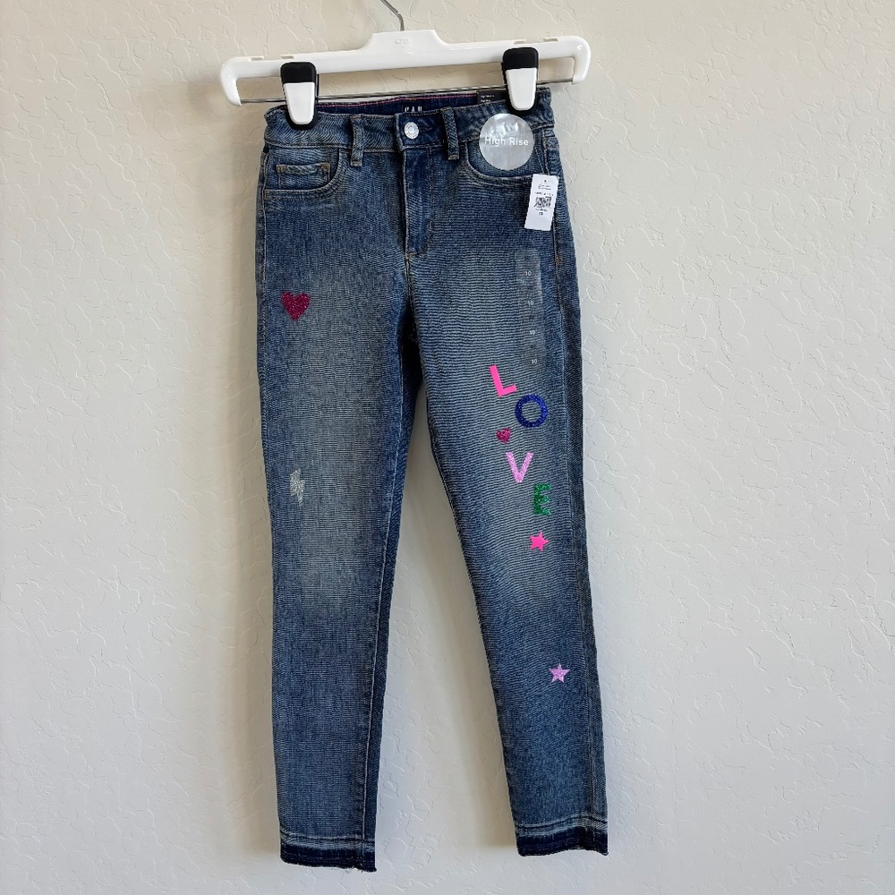 NWT Gap Kids Girls High Rise Glitter Graphic Jeggings , Size 10